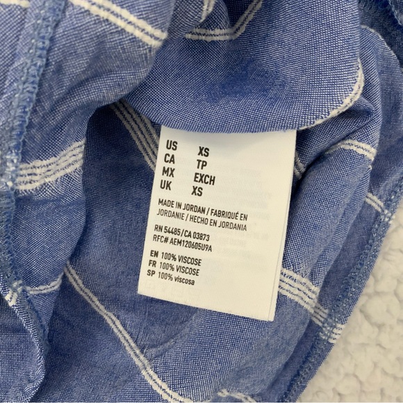 American Eagle Outfitters Dress Womens XS Blue White Stripe Pockets Summer - Picture 4 of 9